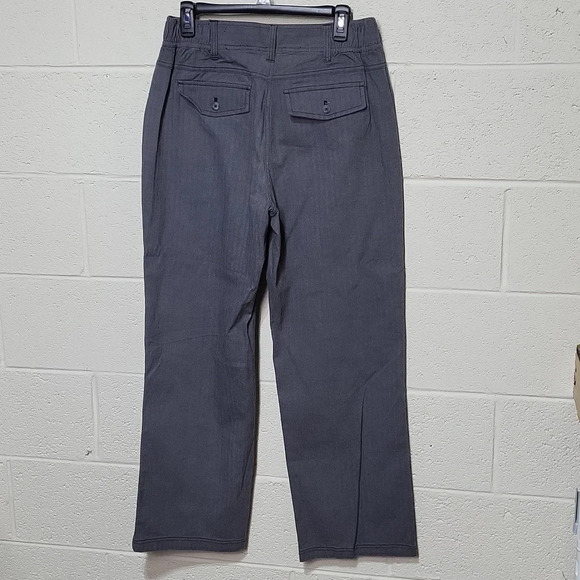 Basic Editions 8 Classic Fit Slacks Gray w/light strips 2 pockets front & back - Picture 4 of 8